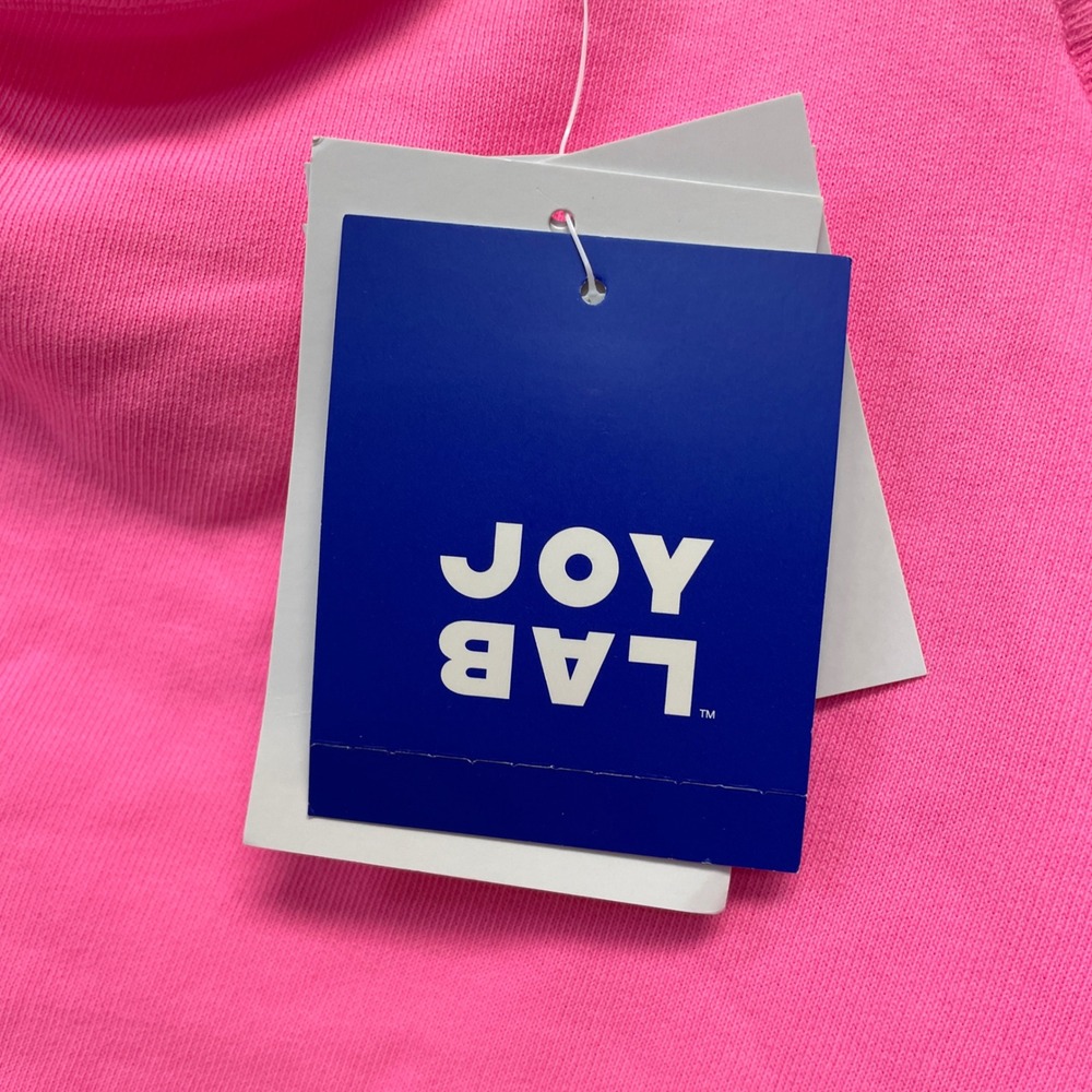 JoyLab Womens Pink Cropped Raw Hem Boat Neck Long Sleeve Sweatshirt Size XS - Picture 4 of 5